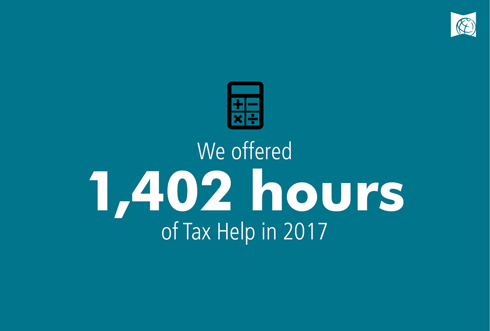 We offered 1,402 hours of Tax Help in 2017