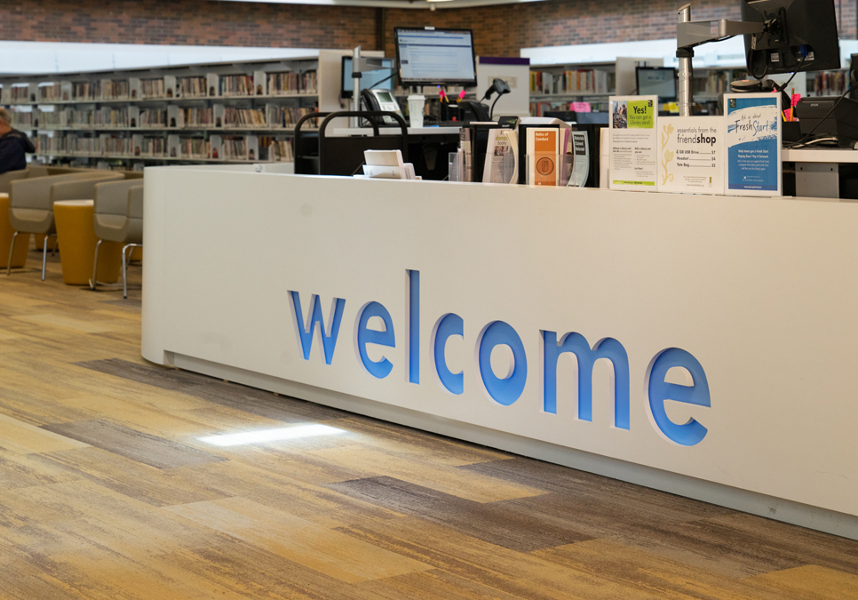 Welcome desk at the Lake City Branch