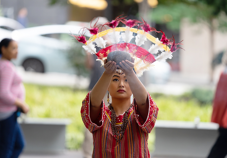 Performer at Art on the Plaza event at the Central Library in 2019