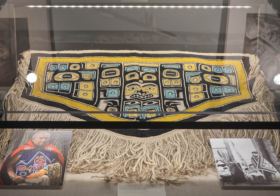 Living Cultures exhibit pieces on eighth floor at the Central Library