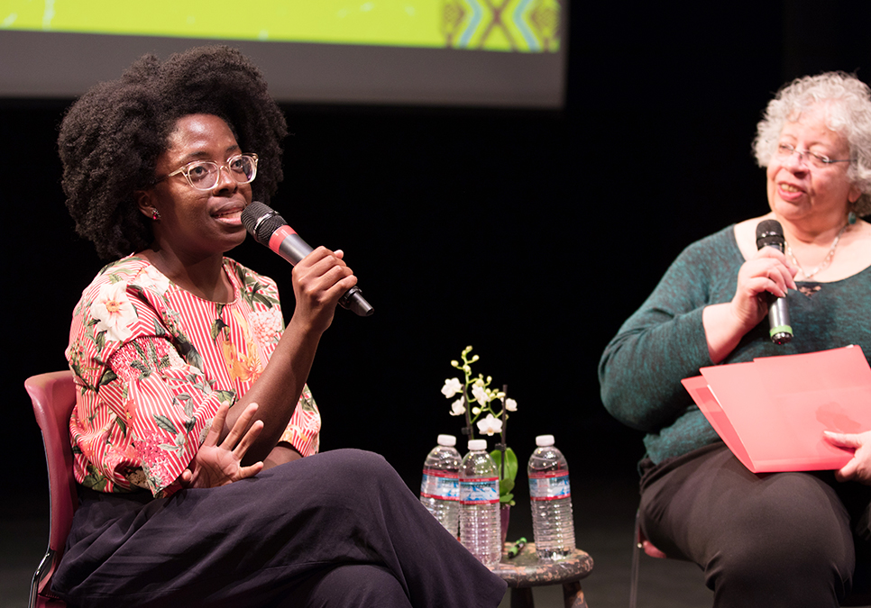 Yaa Gyasi discussing Homegoing at Seattle Reads event at the Central Library